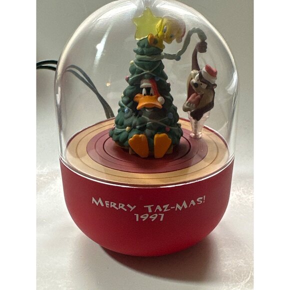 1997 Hallmark Keepsake Ornament Taz Looney Tunes Christmas Light Motion Vintage - Picture 9 of 11